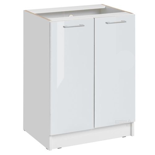Meuble Bas De Cuisine Eco Blanc Brillant 2 Portes L 60 Cm