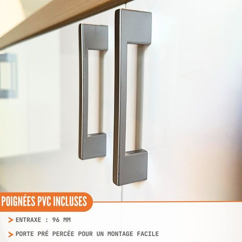 Meuble Bas De Cuisine Eco Blanc Brillant 2 Portes L 60 Cm