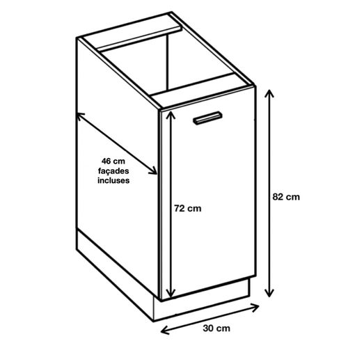 Meuble Bas De Cuisine Eco Blanc Brillant 1 Porte L 30 Cm