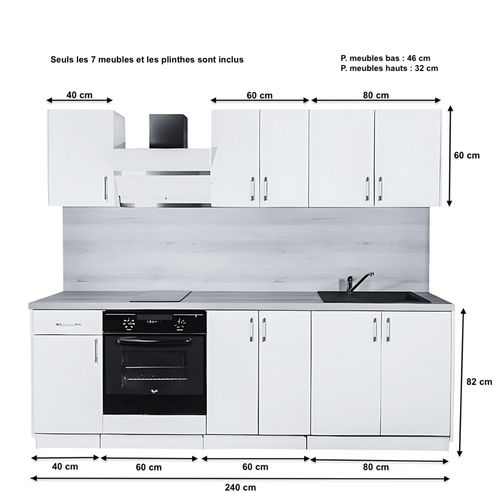 Cuisine Complète Eco Blanc Brillant 240 Cm