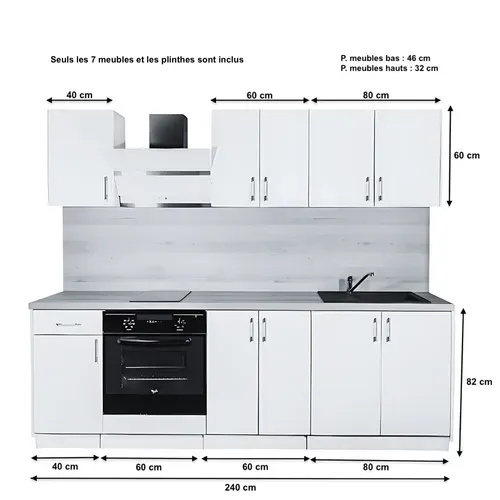 Cuisine Complète Eco Gris Brillant 240 Cm