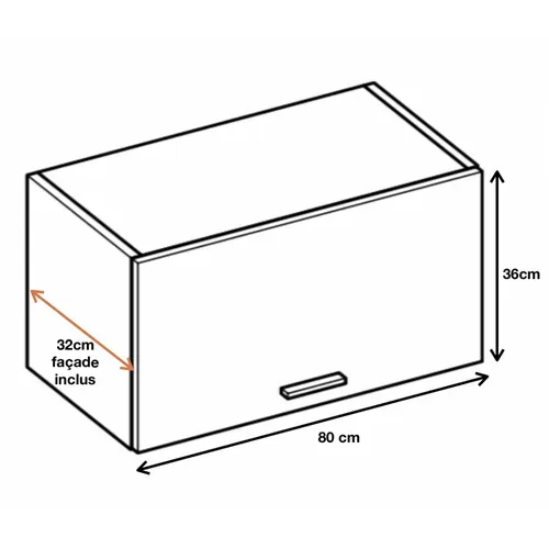 Meuble Haut Slim De Cuisine Bellissi Blanc Brillant 1 Porte Relevable L 80 Cm