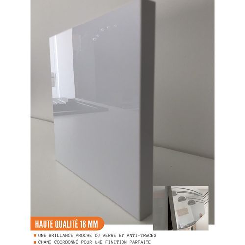Meuble Haut Slim De Cuisine Bellissi Blanc Brillant 1 Porte Relevable L 80 Cm