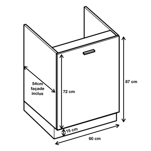Meuble Sous-évier Bellissi Blanc Brillant 1 Porte L 60 Cm