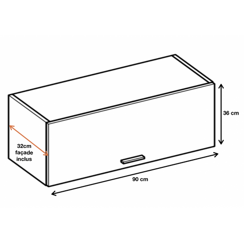 Meuble Haut Slim De Cuisine Bellissi Chene 1 Porte Relevable L 90 Cm