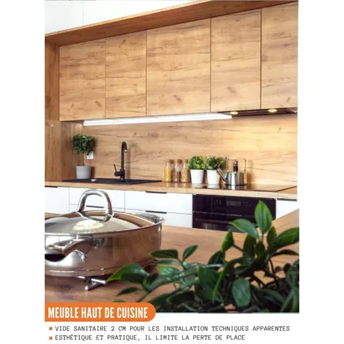 Meuble Haut Slim De Cuisine Bellissi Chene 1 Porte Relevable L 90 Cm