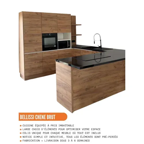 Meuble Haut Slim De Cuisine Bellissi Chene 1 Porte Relevable L 80 Cm