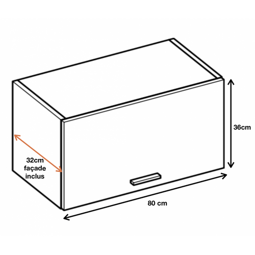 Meuble Haut Slim De Cuisine Bellissi Chene 1 Porte Relevable L 80 Cm