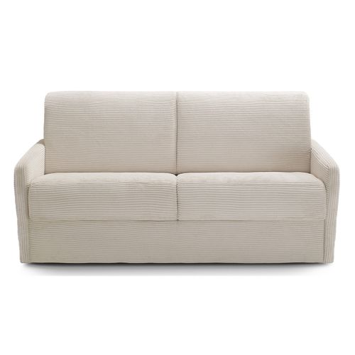 Canapé Convertible 3 Places En Velours Côtelé Beige - Sienne