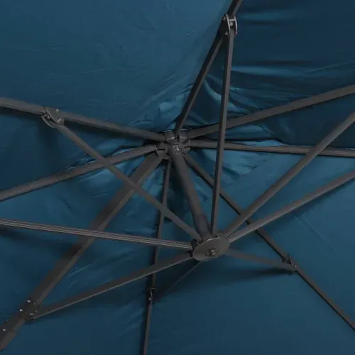 Parasol Déporté Carré 3x3m Haut De Gamme - Falgos - Bleu Canard - Parasol Excentré Inclinable.