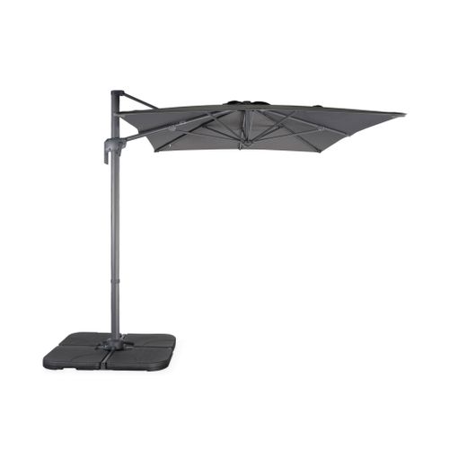 Parasol Déporté Rectangulaire 2x3m - Antibes - Gris - Parasol Excentré Inclinable. Rabattable