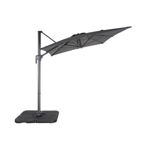 Parasol Déporté Rectangulaire 2x3m - Antibes - Gris - Parasol Excentré Inclinable. Rabattable