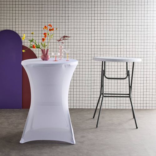 Lot De 2 Tables Hautes De Réception – Gala – Mange Debout. Pliables. Ø80 cm X 110 cm + 2 Housses