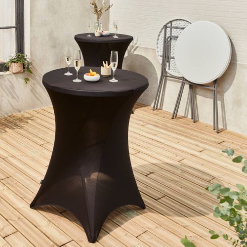Lot De 2 Tables Hautes De Réception – Gala – Mange Debout. Pliables. Ø80 cm X 110 cm +  2 Housses