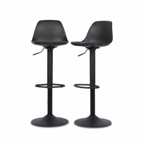 Lot De 2 Tabourets De Bar Réglables - SWEEEK - Noah - Simili Cuir Noir