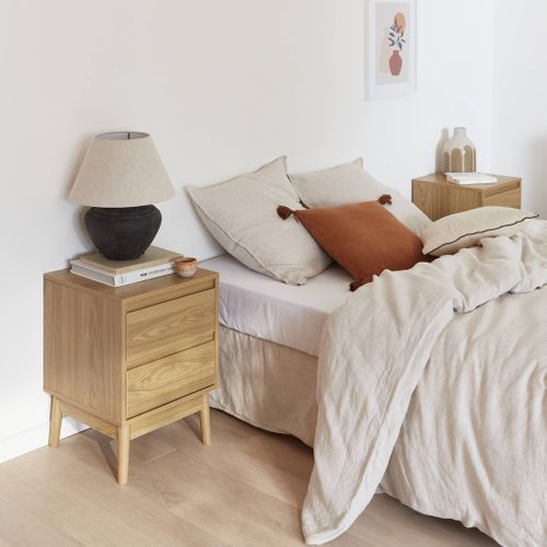 Lot De 2 Tables De Chevet Décor Bois. Deux Tiroirs