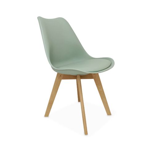 Lot De 4 Chaises Scandinaves. Pieds Bois De Hêtre. Chaises 1 Place. Vert Céladon
