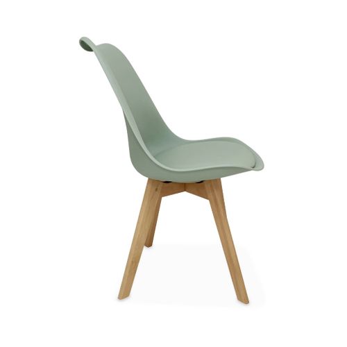 Lot De 4 Chaises Scandinaves. Pieds Bois De Hêtre. Chaises 1 Place. Vert Céladon