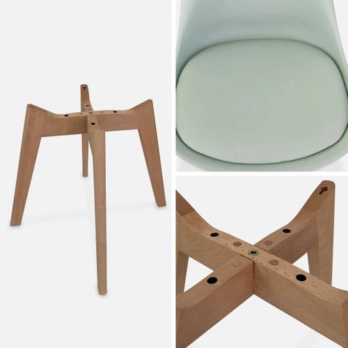 Lot De 4 Chaises Scandinaves. Pieds Bois De Hêtre. Chaises 1 Place. Vert Céladon