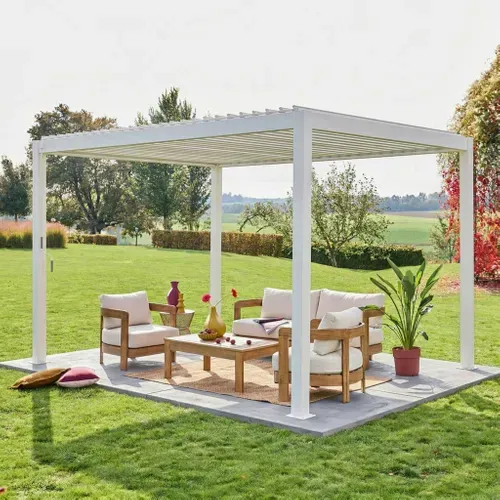 Pergola Bioclimatique Blanc – Triomphe – 3x4m. Aluminium. à Lames Orientables