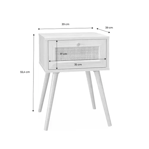 Lot De 2 Tables De Chevet Décor Bois et Cannage Avec 1 Tiroir - Bohème