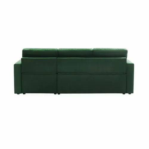 Canapé D'angle Convertible En Velours Vert Anglais 3 Places. Fauteuil D'angle Réversible Coffre