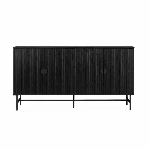 Buffet De Rangement Noir. Bazalt. Quatre Portes. Deux étagères. Buffet Haut. Vaisselier. L 157.5 X