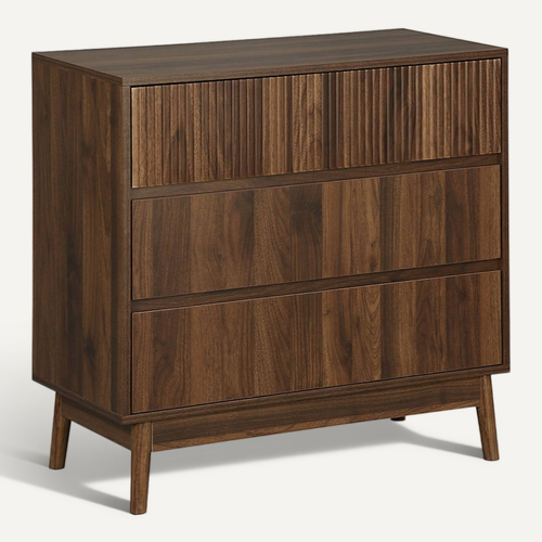Commode De Rangement Décor Bois De Noyer. 3 Tiroirs