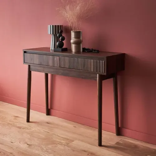 Console Décor Bois De Noyer. 2 Tiroirs - Linear