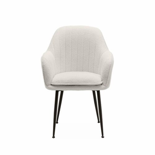 Fauteuil En Bouclette Et Pieds En Métal Noir Mat. Shella L 57x P 59 X H 84.5