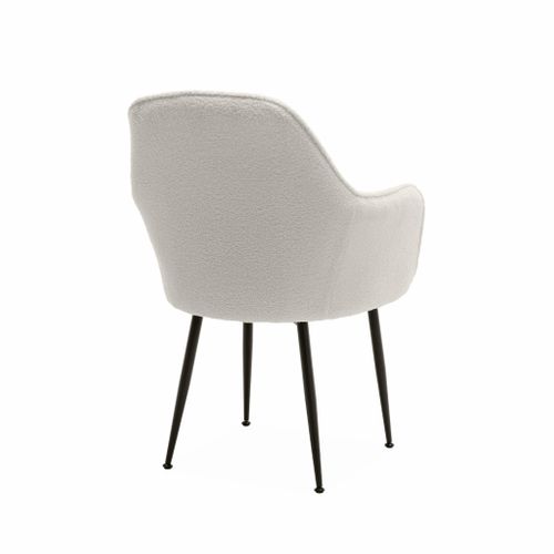 Fauteuil En Bouclette Et Pieds En Métal Noir Mat. Shella L 57x P 59 X H 84.5