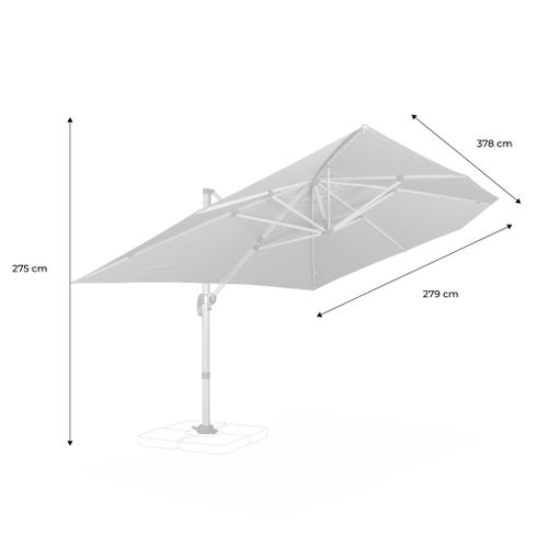 Parasol Déporté Rectangulaire 3x4m Wimereux - Gris
