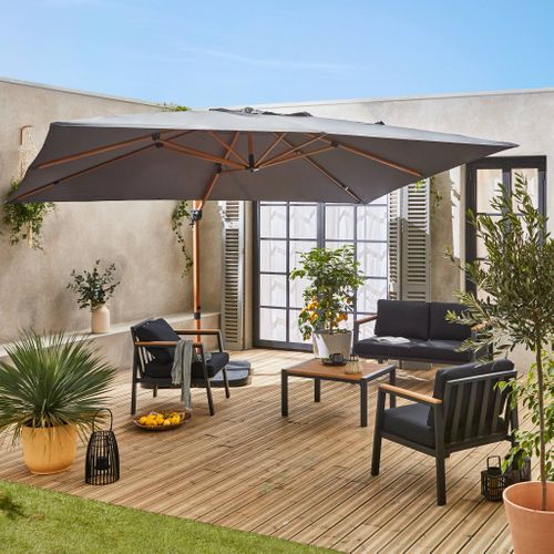Parasol Déporté Rectangulaire 3x4m Wimereux - Gris