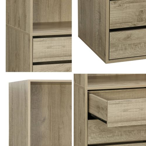 Module Dressing Avec 5 Tiroirs Et 2 étagères. Naturel. Panneaux Stratifiés