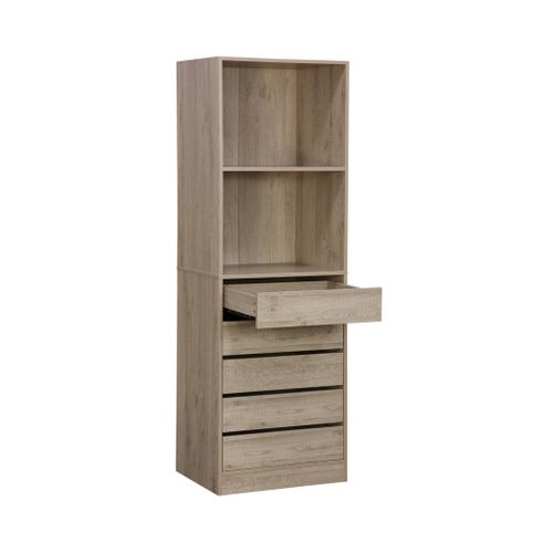 Module Dressing Avec 5 Tiroirs Et 2 étagères. Naturel. Panneaux Stratifiés