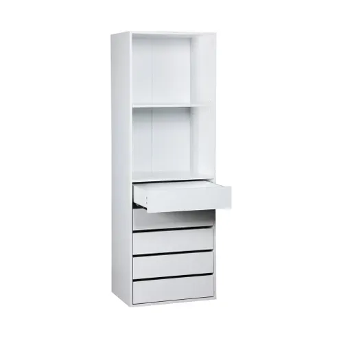 Module Dressing Avec 5 Tiroirs Et 2 étagères. Blanc.  Panneaux Stratifiés