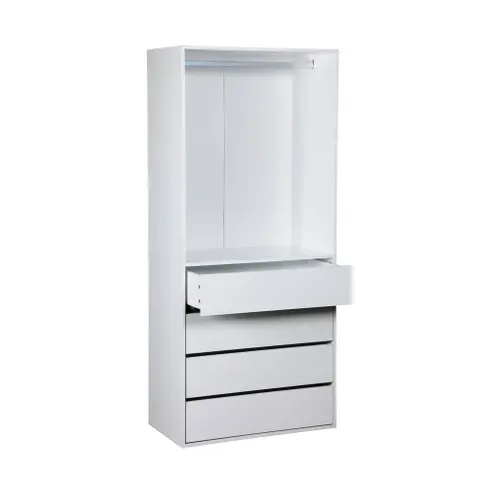 Module Dressing Avec 4 Tiroirs Et 1 Penderie Blanc. Panneaux Stratifiés