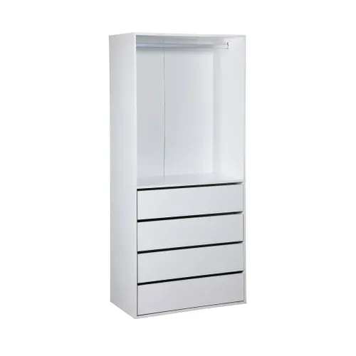 Module Dressing Avec 4 Tiroirs Et 1 Penderie Blanc. Panneaux Stratifiés