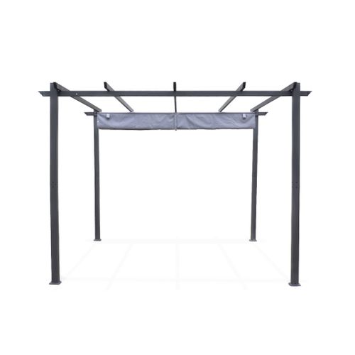 Pergola Aluminium - Isla 3x3m -  Toile Grise - Tonnelle Idéale Pour Votre Terrasse. Toit rétractable