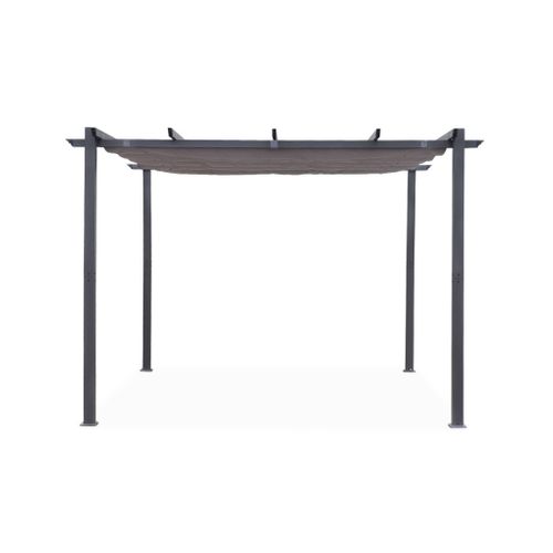 Pergola Aluminium - Isla 3x3m -  Toile Grise - Tonnelle Idéale Pour Votre Terrasse. Toit rétractable