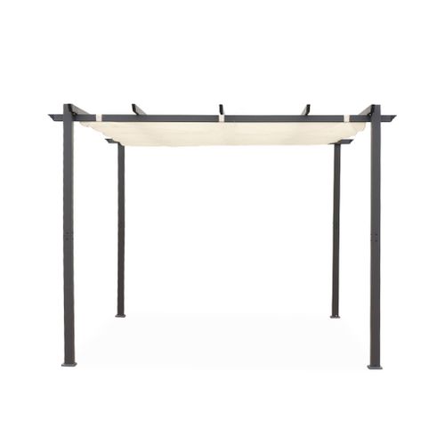 Pergola Aluminium - Isla 3x3m -  Toile Écru- Tonnelle Idéale Pour Votre Terrasse. Toit Rétractable