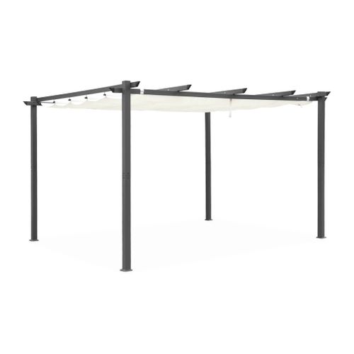 Pergola Aluminium - Isla 3x4m -  Toile écru- Tonnelle Idéale Pour Votre Terrasse. Toit Rétractable.