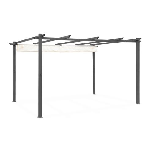 Pergola Aluminium - Isla 3x4m -  Toile écru- Tonnelle Idéale Pour Votre Terrasse. Toit Rétractable.