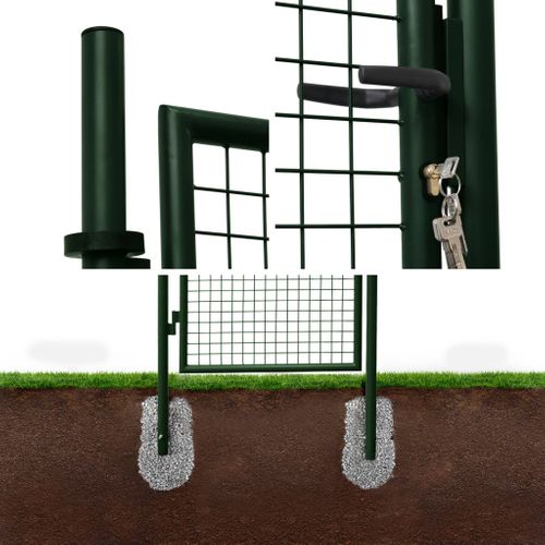 Portillon De Jardin En Métal Vert. Double Sens D'ouverture. Avec Serrure.150x87cm