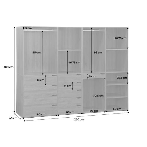 Kit Dressing Modulable Avec 4 Éléments. Naturel. Panneaux Stratifiés