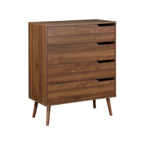 Commode Décor Bois De Noyer. 4 Tiroirs. Pieds En Pin Massif