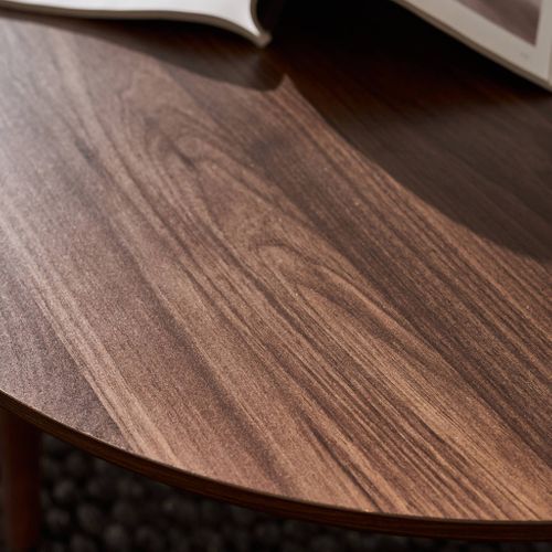 Lot De 2 Tables Basses Rondes Décor Bois De Noyer Népal