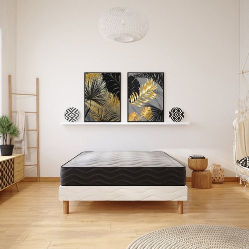 Ensemble Matelas Mousse 3D Respirant et Sommier 140x190 Hauteur 20cm