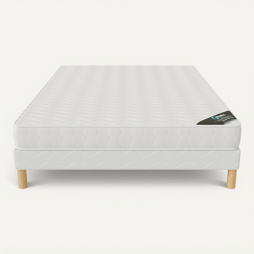 Ensemble Matelas Mousse Confort + Sommier 140x190 Epaisseur 15cm