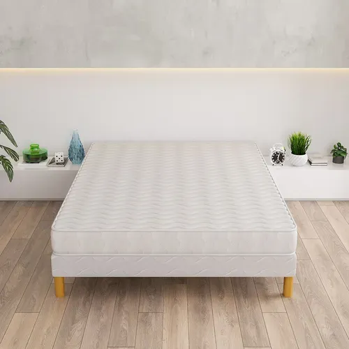 Ensemble Matelas Mousse Confort + Sommier 140x190 Epaisseur 15cm